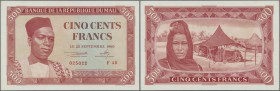 Mali: Banque de la République du Mali 500 Francs 1960, P.3, keynote of this series in almost perfect condition, just a tiny spot at upper left. Condit...
