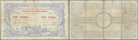 New Caledonia: 100 Francs 1914 Noumea Banque de l'Indochine P. 17, with block letter O.9, rare because only 2 notes of this issue with O block are kno...