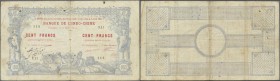 New Caledonia: 100 Francs 1914 Noumea Banque de l'Indochine P. 17, with block letter Y, rare because only 2 examples of this issue with Y block are kn...