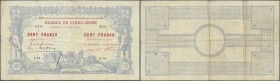 New Caledonia: 100 Francs 1914 Noumea Banque de l'Indochine P. 17, with block letter P.13 which is the last issue of this note, this example used with...