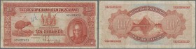 New Zealand: 10 Shillings 1934 ”Maori Issue” P. 154, used with several folds and creases, light stain in paper, small pen writing at upper left on fro...
