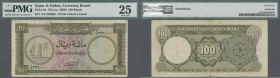 Qatar & Dubai: rare note 100 Riyals ND(1960) P. 6a, used with folds, small writing in watermark area, condition: PMG greaded 25 VF.