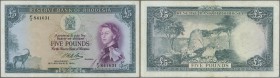 Rhodesia: 5 Pounds 12.11.1964 P. 26 with portrait QEII, Reserve Bank of Rhodesia, several lighter folds in paper, no holes or tears, still very strong...