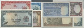 Rhodesia: set of 4 notes containing 1 Dollar 1974 P. 30 (VF+), 10 Dollars 1975 P. 33 (XF), 5 Dollars 1976 P. 36 (XF) and 2 Dollars 1979 P. 39 (XF+ to ...