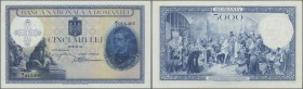 Romania: Banca Naţională a României 5000 Lei with new date overprint September 6th 1940, P.48, highly rare note in almost perfect condition with a tin...