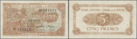 Rwanda-Burundi: 5 Francs 1961 Banque d'Emission du Rwanda et du Burundi P. 1, used with folds, light stain in paper, pressed, no holes or tears, paper...