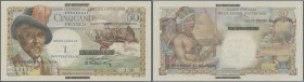 Saint Pierre & Miquelon: 1 Nouveau Franc ND(1960) overprint on 50 Francs Reunion P. 44, S/N 073353477, this example in great crisp and colorful condit...