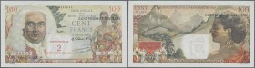 Saint Pierre & Miquelon: 2 Nouveaux Francs ND(1961) P. 32 black overprint on 100 Francs ND(1950-60) P. 26, great crisp original and colorful condition...