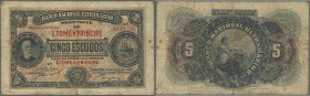 Saint Thomas & Prince: Banco Nacional Ultramarino, Provincia de S. Tome e Principe 5 escudos 1935, P.26, highly rare note in still good condition and ...