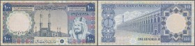 Saudi Arabia: 100 Rials ND(1961-76) P. 20, crisp original paper, light vertical folds in paper, no holes or tears, not washed or pressed, original col...