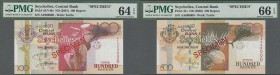 Seychelles: set of 3 Specimen notes containing 50, 100 and 500 Rupees ND(2001/04/05) P. 39As, 40s, 41s in condition: PMG graded 65 Gem UNC EPQ, 64 Cho...