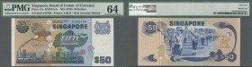 Singapore: set of 2 CONSECUTIVE banknotes 50 Dollars ND(1976) P. 13a, both in condition: PMG graded 64 Choice UNC. (2 pcs, consecutive)
