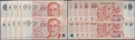 Singapore: Set with 10 Banknotes 10 Dollars 2004-2016, P.48a, all with prefix 9AA in UNC condition (10 pcs.)