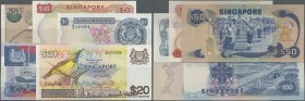 Singapore: set of 19 banknotes containing 1 Dollar ND P. 1d (UNC), 10 Dollars ND P. 3d (aUNC), 1 Dollar ND Bird series P. 9 (UNC), 5 Dollars Bird seri...