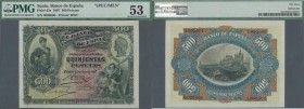 Spain: 500 pesetas 15 July 1907 SPECIMEN 0.000.000, P.65s, Banknote made by Bradbury Wilkinson & Company London of an exquisite work. Intense and fres...