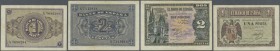 Spain: Pair of 1 and 2 Pesetas 1938, P.108, 109, 1 Peseta without folds, just a few tiny spots, 2 Pesetas with vertical fold and tiny dint at lower ri...