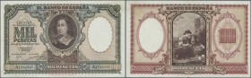 Spain: 1000 Pesetas 1940, P.120, excellent condition with strong paper and bright colors, one vertical fold, some other minor creases in the paper and...