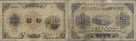 Taiwan: Bank of Taiwan Ltd. 10 Gold Yen ND(1914), P.1923, highly rare banknote in still great original shape with a tiny repaired part at upper margin...