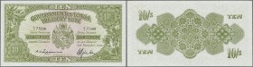 Tonga: 10 Shillinhs 1966 P. 10, very light and very hard to see center bend, condition: aUNC.