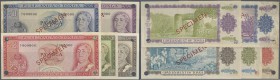 Tonga: Set with 5 SPECIMEN 1/2, 1, 2, 5 and 10 Pa'anga 1967-73 SPECIMEN with portrait of Queen Salote, P.13s-17s. All notes unfolded, some with foxing...