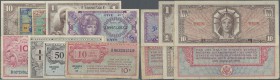 United States of America: Nice set with 9 Military Payment Certificates containing 50 Cents and 1 Dollar series 461 in F/VF, 10 Cents and 10 Dollars s...