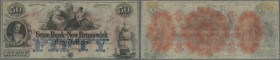 United States of America: New Jersey, State Bank at New Brunswick 50 Dollars 18xx remainder without date, signature and serial, P.NL, vertically folde...