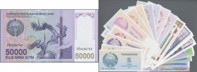 Uzbekistan: Huge set with 27 Banknotes series 1992 - 2017 containing this items: P.61a, 62a, 63a, 64a, 65a, 66a, 67a, 68a, 69a,b, 70b, 71b, 72a,c, 73a...