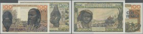 West African States: set of 2 notes containing 100 & 500 Francs ND West African States letter ”T” TOGO P. 801T, 802T in crisp original condition with ...