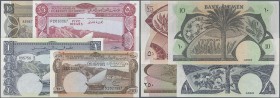 Yemen: set of 4 notes Yemen D.R. containing 250 Mils ND(1965) P. 1b, 5 Pounds ND(1965) P. 4b, 1 Pound ND(1984) P. 7 and 10 Pounds ND(1984) P. 9b, the ...