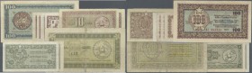 Yugoslavia: set of 9 notes BANCA PER L'ECONOMIA PER L'ISTRIA, FIUME E IL LITTORALE SLOVENO containing 4x 1 Lire 1945 P. R1 (F to F+), 2x 5 Lire 1945 P...