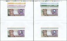 Testbanknoten: 3 Rare testnote sheets from De La Rue Giori S.A. with Portrait of Johannes Gutenberg at left side. At right side you can find an oval h...