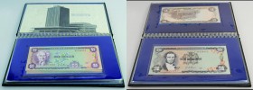 Jamaica: Offical Currency Album of the Bank of Jamaica, with certificate, containing notes with ”Star” and serial number, 1 Dollar 1976, 2 Dollars 197...