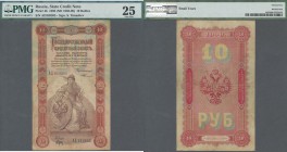Russia: Russian Empire State Credit Note 10 Rubles 1898 with signatures Timashev & Brut ND(1903-09), P.4b, with a few small border tears and tiny hole...