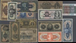 Brazil: larger lot of 212 banknotes from different times and with different denominations from Brazil, several older issues included but also many mod...