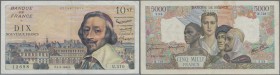 France: set of 67 banknotes + 1 cheque from France, including may different years and issues, as well as several local money, for example included are...