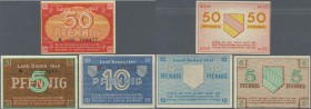 Deutschland - Alliierte Miltärbehörde + Ausgaben 1945-1948: Baden, Staatsschuldenverwaltung, Set mit 3 Kleingeldscheinen 5, 10 und 50 Pfennig 1947, Ro...