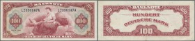 Deutschland - Bank Deutscher Länder + Bundesrepublik Deutschland: 100 DM 1948 - roter Hunderter - Ro.244, außergewöhnlich schöne Erhaltung mit senkrec...
