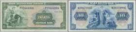 Deutschland - Bank Deutscher Länder + Bundesrepublik Deutschland: 10 und 20 DM 1949, Ro.258, 260, beide sehr sauber mit einigen senkrechten Knicken. E...