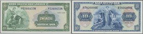 Deutschland - Bank Deutscher Länder + Bundesrepublik Deutschland: 10 und 20 DM Bank Deutscher Länder Serie 1949, Ro.258, 260, 10-er mit winziger besto...