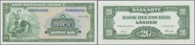 Deutschland - Bank Deutscher Länder + Bundesrepublik Deutschland: Bank Deutscher Länder 20 DM 1949 Muster, Ro.260M mit Überdruck ”Specimen”, Seriennum...