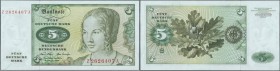 Deutschland - Bank Deutscher Länder + Bundesrepublik Deutschland: 5 DM 1970, Ersatznote Serie Z/A, Ro.269b in kassenfrischer Erhaltung: UNC Sehr selte...