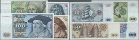 Deutschland - Bank Deutscher Länder + Bundesrepublik Deutschland: Kleines Lot mit 4 Banknoten 10 DM 1977, 20 DM 1977, 50 DM 1980 mit copyright und 100...