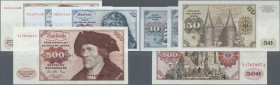 Deutschland - Bank Deutscher Länder + Bundesrepublik Deutschland: Set mit 4 Banknoten der BBK IA 1977, dabei 10 DM Serie CH/V Ro.275a in kassenfrisch,...