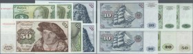 Deutschland - Bank Deutscher Länder + Bundesrepublik Deutschland: Lot mit 6 Banknoten der 1980-er Serie mit Copyright, dabei 5 DM Serie B/U Ro.285a in...