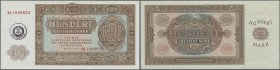 Deutschland - DDR: seltene Banknote zu 100 Mark 1955 Militärgeld Ro 378a mit Handstempel der NVA auf der linken Seite, in kassenfrischer Erhaltung: UN...