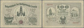Deutschland - Nebengebiete Deutsches Reich: 100 Mark Danzig 1922, Ro.792, mehrere Knicke und kleine Einrisse am unteren Rand. Erhaltung: F/F- ÷ 100 Ma...