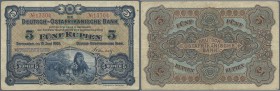 Deutschland - Kolonien: 5 Rupien 1905, Ro.900, außergewöhnlich gut erhaltene Note mit festem Papier und größtenteils ohne die sonst üblichen braunen F...