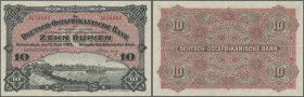 Deutschland - Kolonien: 10 Rupien 1905, Ro.901, herausragend gute Erhaltung mit weißem Papier am Rand, nur einmal waagerecht und senkrecht geknickt. E...