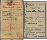 Deutschland - Konzentrations- und Kriegsgefangenenlager: Litzmannstadt Ghetto, Posten mit 10 Rationskarten, einer Zigarettenkarte, eine Milchkarte, ei...