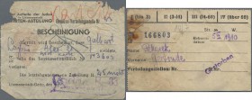 Deutschland - Konzentrations- und Kriegsgefangenenlager: Litzmannstadt Ghetto, Posten mit 14 Rationskarten, einer Zigarettenkarte, eine Milchkarte, ei...